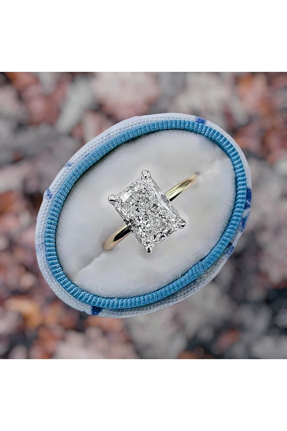 Gold Diamond Ring IGI Certified Lab Grown Radiant 2.70 Ct E F VVS 18k Multi Tone