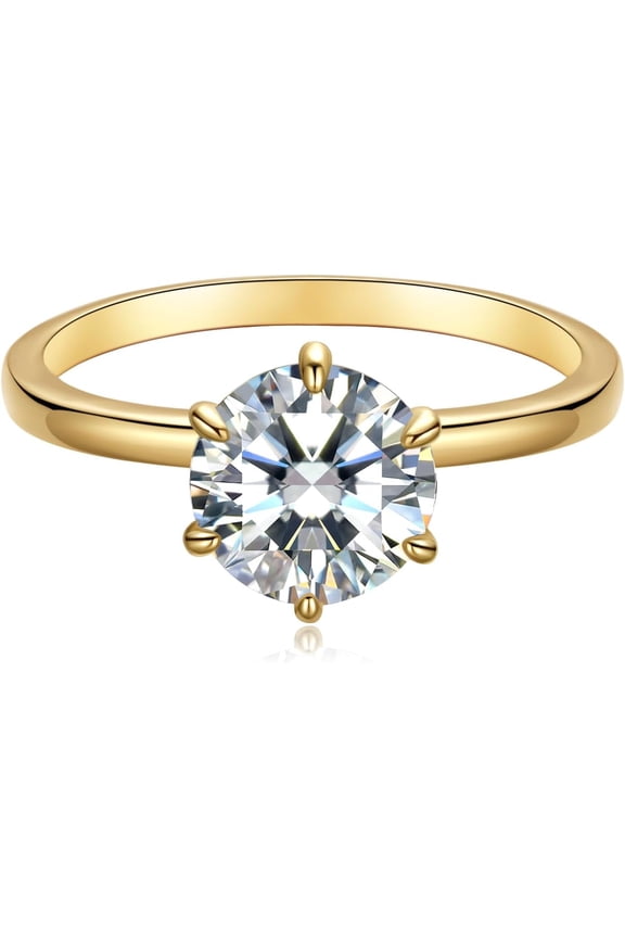 Gold Diamond Rings for Women Dainty Gold Engagement Rings | Round | Oval | Peal | Rectangle Cut Solitaire Cubic Zirconia CZ Wedding Promise Rings for Her Wedding Bands for Women Trendy Gold Jewelry