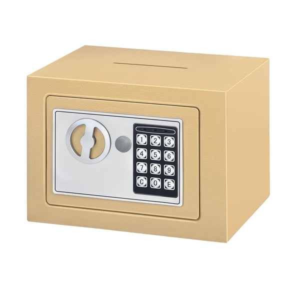 Gold Digital Keypad Safe Box with Drop Slot, Small Home Safe with Keys, 0.2 Cubic Feet