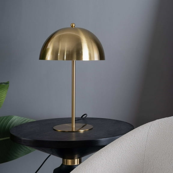 Gold Dimmable Table Lamp, 19" Minimalist Bedside Lamp with White Shade for Nightstand & Office