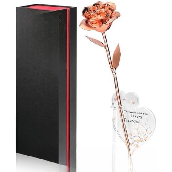 Gold Dipped Infinity Rose Last Forever Flower Decor, Birthday Gift for Women in Her Birthday Valentines Day Mothers Day, Resin Preserved Rose | Anniversary Present for Mom (Rose Gold)