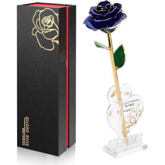 Gold Dipped Infinity Rose in Resin Preserver Blue