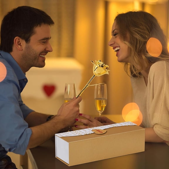 Gold Dipped Real 24K Gold Rose, 1 Pack Infinity Flower Dr Hand Dipped in 24K Romantic Rose Gifts for Women in Her Wife Girlfriend Birthday Anniversary Valentines Mothers Day Christmas