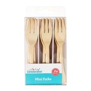 24 Count Disposable Plastic Mini Forks, Gold, by Way to Celebrate