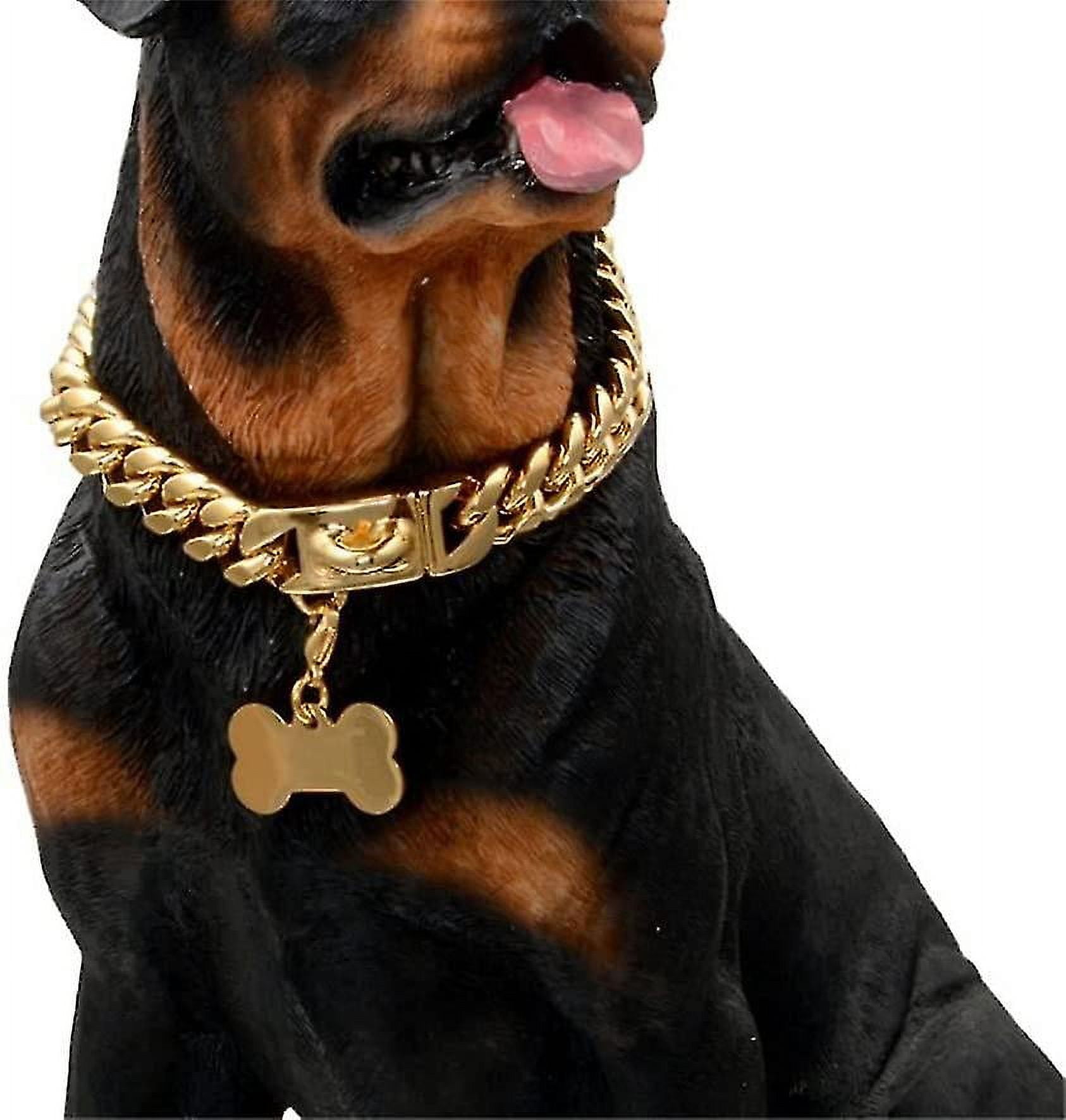 Strong Stainless Steel Gold Dog Collars With Safety Buckle