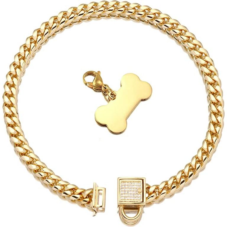 Gold plated dog chain collar store