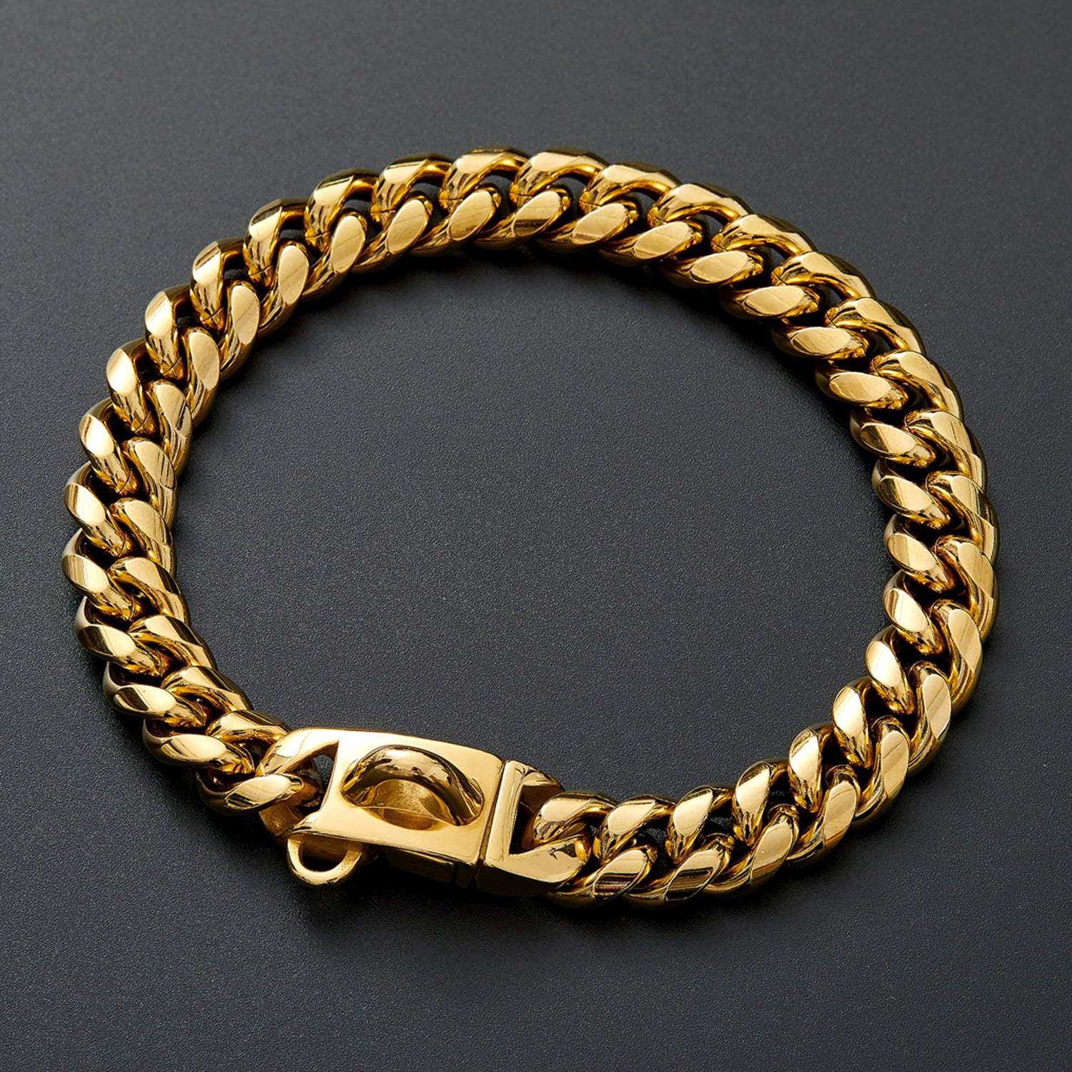 Gold Dog Collar,14MM Strong Stainless Steel Cuban Link Dog Gold Chain
