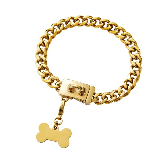 Gold Dog Collar Metal Stainless Steel Strong Chain For Small Puppy Dogs