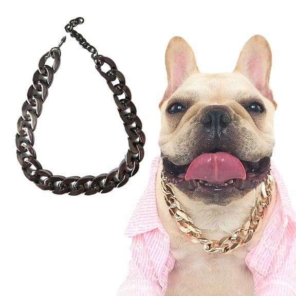 Gold Dog Collar and Leash Set Cuban Chain Necklace with Hop Style Pet Accessories