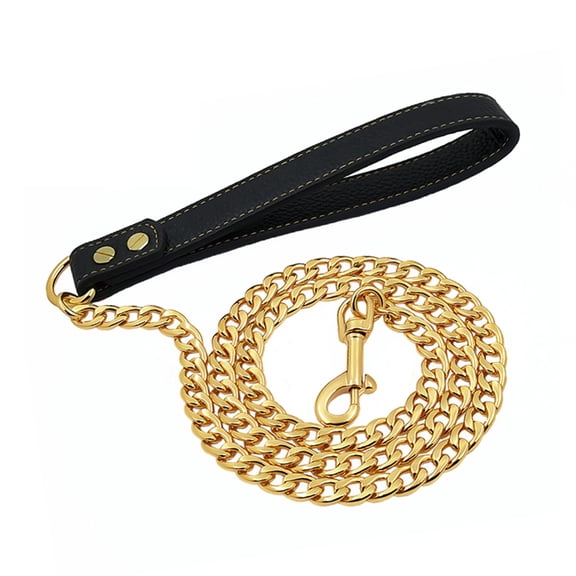 Gold Dog Leash Stainless Steel Pet Weld Chain Strong Metal Dog Lead Chain for Small Medium Large A