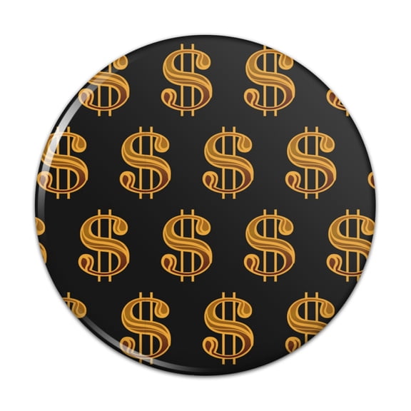 Gold Dollar Sign Money Pattern Kitchen Refrigerator Locker Button Magnet