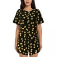 thumbnail image 1 of Gold Dot Pajamas Retro Polka Dots Leisure O Neck Home Suit Female Two Piece Pattern Short Sleeves Trendy Pajama Sets, 1 of 5