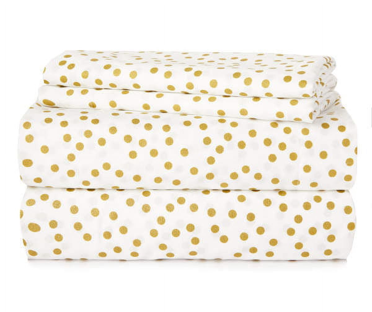 Full White and Gold Dot Microfiber Sheet Set