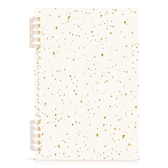 Gold Dots Pattern A5 8.3x5.7in PP Notebook, Adjustable Rings, 60 Sheets, Diary or Journey Note