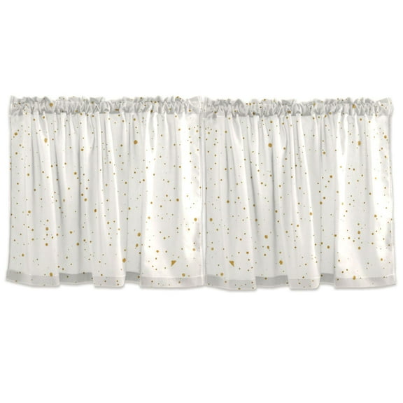 Gold Dots Pattern Tier Curtains for Kitchen 57x24 Inch Semi Sheer Light Filtering Half Window Curtains 2 Panels