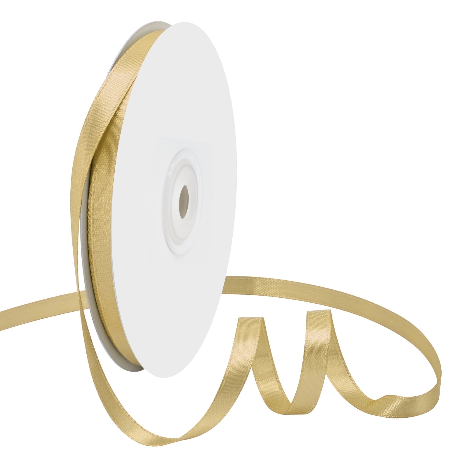 Double Faced Gold Ribbon 50 Yards, 1/4 Inch Stain Ribbon for Gift ...