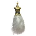thumbnail image 1 of Gold Dress with White Feathers Polish Glass Christmas Tree Ornament Fashion, 1 of 2