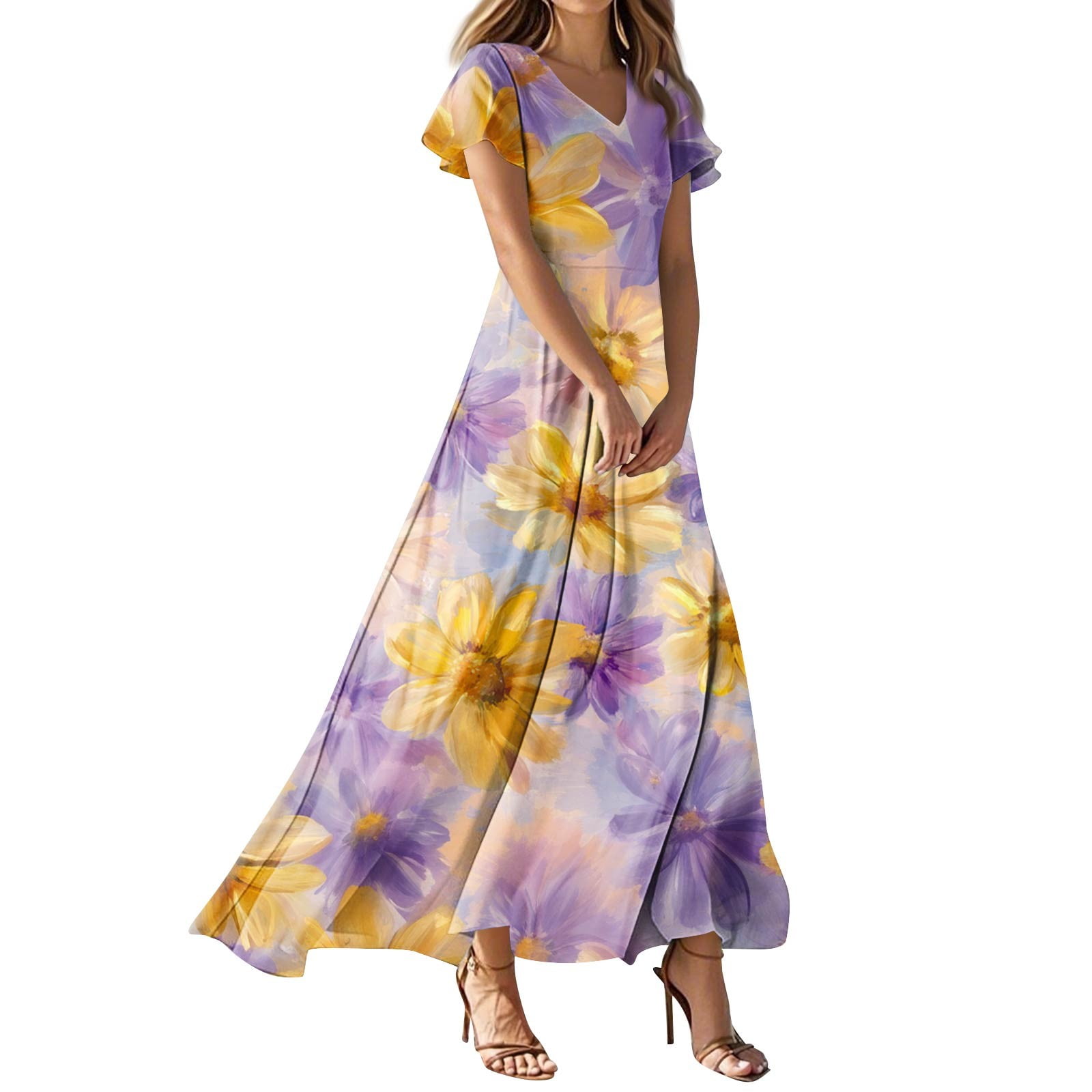 purple gold and white dress Majestic Modern Habesha Kemis main image 1