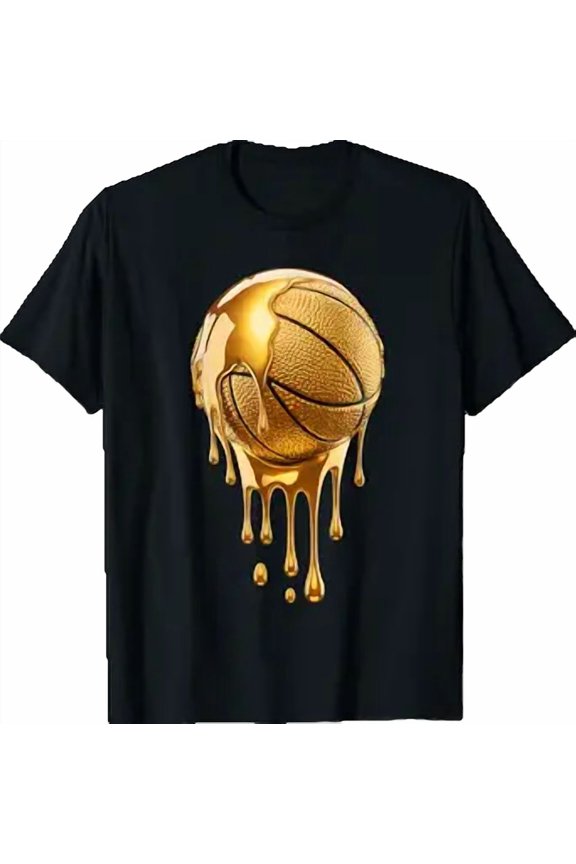Gold Dripping Basketball Trendy Urban Respect The Drip T-Shirt