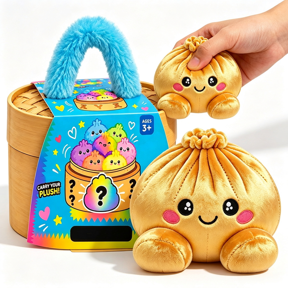 Gold Dumpling Plush Toy - Soft Squeezable Stuffed Bao Toy with Embroidered Face, Plush Steamed Bun Dumpling Stuffed Animals Stuffed Toys Cute Food Plushie for Office Desk Decor Stress Relief Gift