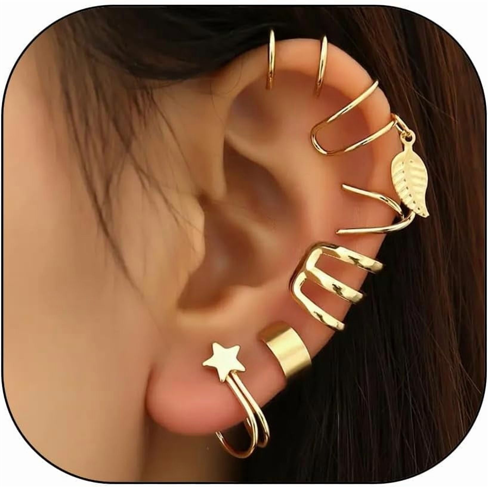 Ear Cuff Dorati E Argentati Per Donna: Gioielli A Clip Non Forati, Chunky E Leggeri. Set Di Orecchini A Spirale E Huggie, Regalo Perfetto.