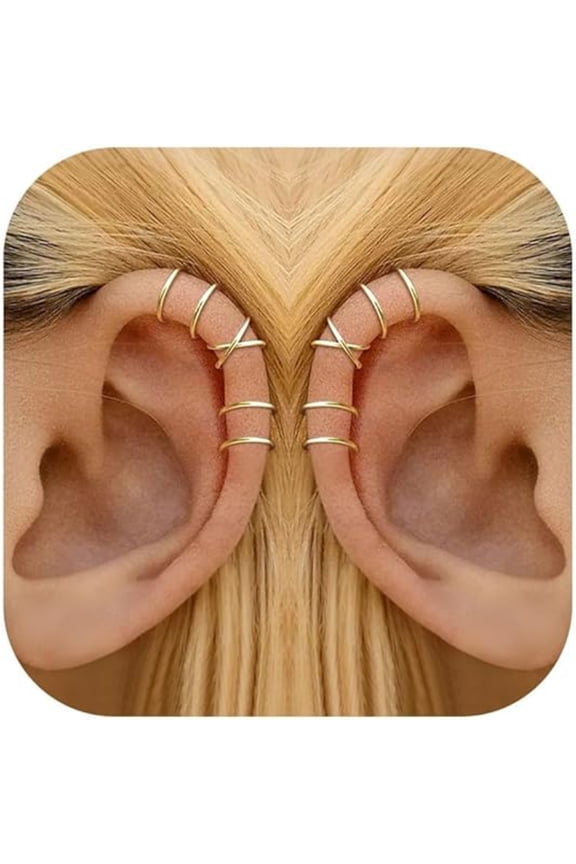 Gold Ear Cuff for Women 6 Pcs Cuff Earrings Adjustable for Jewelry