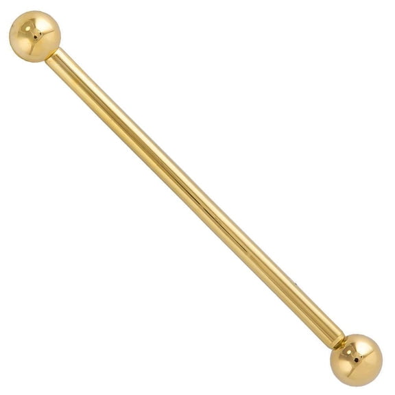 Gold Ear Industrial Barbell Body Jewelry Anodized 38mm
