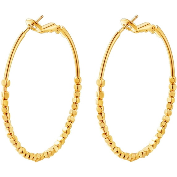 Gold Earrings 14k Gold Plated Hoop Earrings Dainty Pearl hoop Disc Coin Bead Starfish Teardrop Circle Dangle Drop Earrings for Women Hypoallergenic Jewelry Gifts