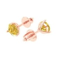 thumbnail image 1 of Solid Solid Gold Everyday Dainty Earrings Solitaire Stud Everyday Dainty Earrings - 1.5 Ct Brilliant Round Cut Studs Natural Citrine 14K Rose, Screw Back, 1 of 7