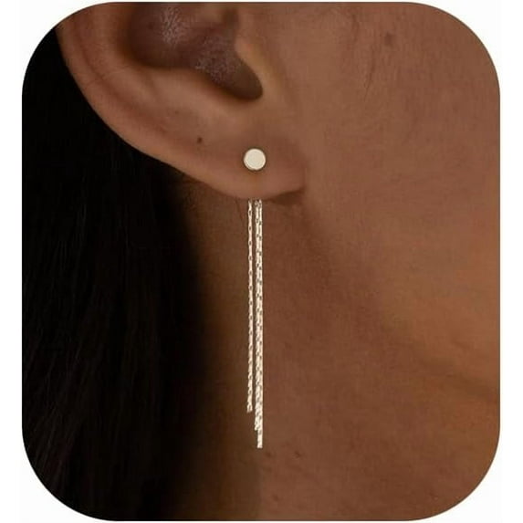 Gold Earrings for Women, 14K Gold Plated Tassel Dangle Earrings for Women Trendy Hypoallergenic Long Chain Earring Dainty Pearl Drop Earrings Elegant Wedding Earring Fashion Jewelry for Womens