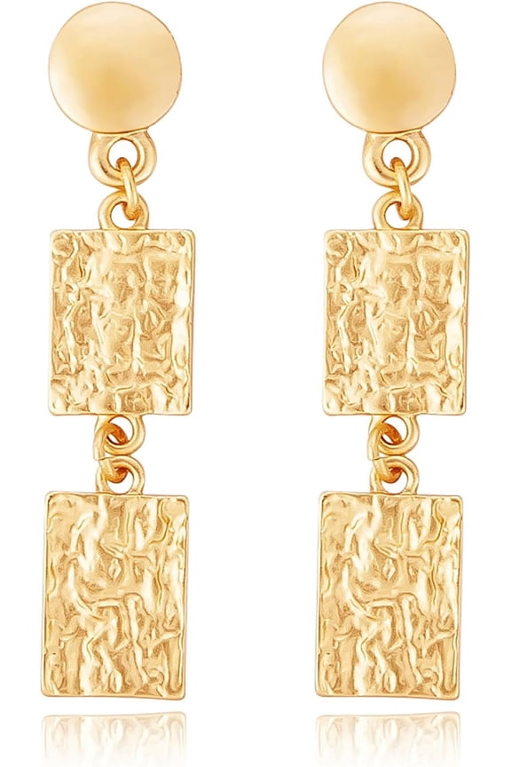 Gold Earrings For Women 14K Gold Plated Threaded Pearl Drop Earrings Hypoallergenic Dainty Baroque Pearl Geometric Rectangle Waterdrop Dangle Statement Earrings For Women Trendy[Z2072]