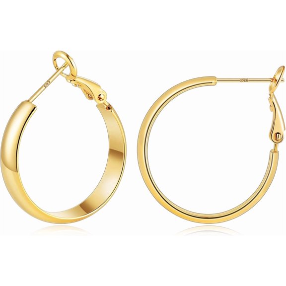 Gold Earrings Women, 14k Gold 925 Silver Hypoallergenic Hoops Earrings Women Hoop Fine for Real Professionally Plated containing Quality Sterling Post, lightweight comfortable Thick suitable[x754]