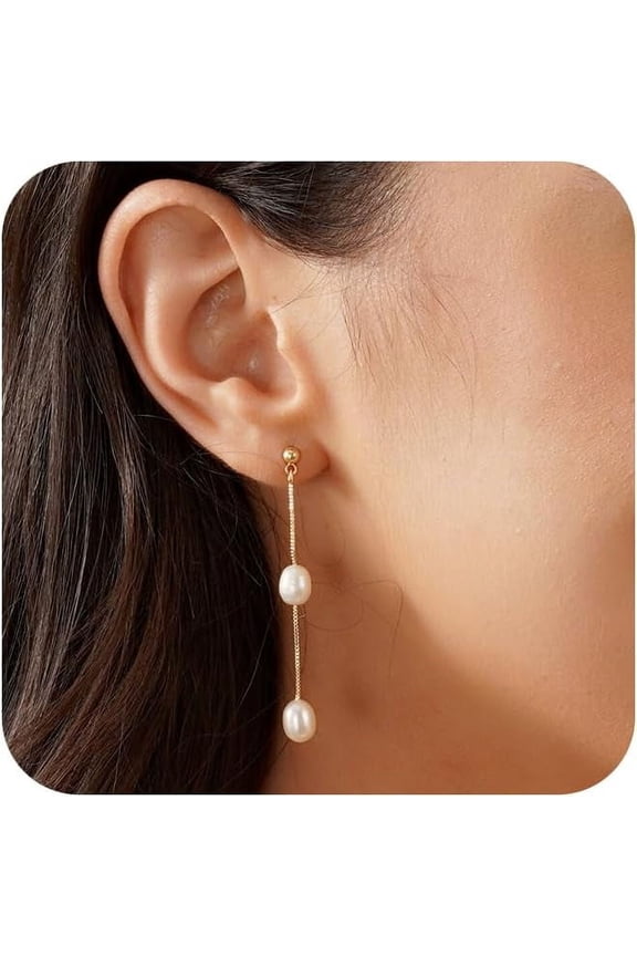 Gold Earrings Women,Dainty Pearl Earrings 14k Gold Earrings Women hypoallergenic Pearl Earrings Pearl Earrings Gold Jewelry Fine for Plated Wedding Dangle ideal for Trendy skin-friendly Drop[i065]