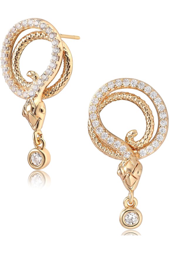 Gold Earrings for Women Snake Earrings 14K Gold Plated Boho Dainty Earrings Simple Delicate Handmade Stud Earrings Snake Shape Open C Hoops Hypoallergenic Earrings Gold Jewelry Gift