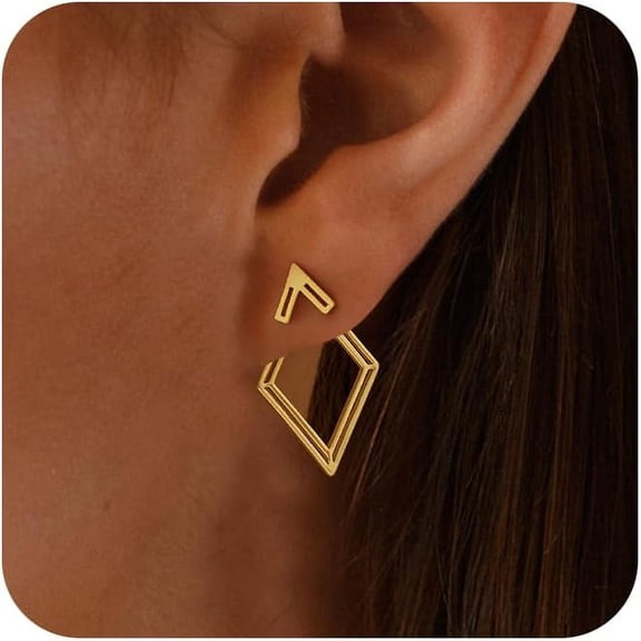 Gold Earrings For Women, Trendy Dainty 14K Gold Plated Dangle Hoops Earrings Simple Stud Chunky Huggie Earrings Lightweight Hypoallergenic Minimalist Aesthetic Gold Jewelry For Women[Z1]