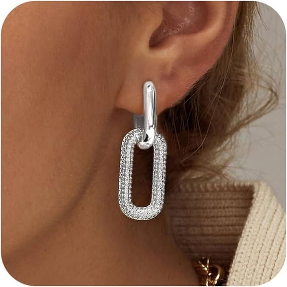 Gold Earrings For Women, Trendy Dainty 14K Gold Plated Dangle Hoops Earrings Simple Stud Chunky Huggie Earrings Lightweight Hypoallergenic Minimalist Aesthetic Gold Jewelry For Women[Z1]