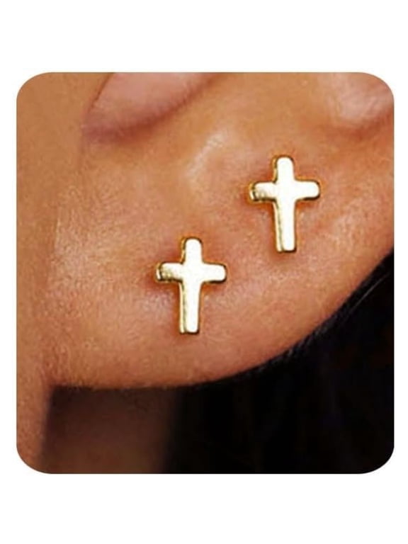 Gold Earrings for Women 14K Gold Cross Stud Earring Dainty Minimalist Simple Small Earrings Jewelry