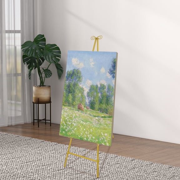 Gold Easel Stand 50" Heavy Duty Metal Display Easel, Adjustable Tilt & Height with Chain, Floor Standing Poster Stand for Wedding Sign Picture Frame Art Display