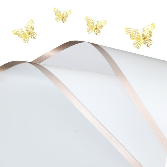 Gold Edge Waterproof Flower Wrapping Paper Including 3D Butterfly Semi Transparent Floral bouquet Gift Packaging paper 20pcs Florist Supplies Multi Colors 22.44 x 22.44 inches