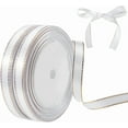 thumbnail image 1 of Gold Edged Polyester Ribbon White 3/8 inch(10mm) about 24.06 Yards(22m)/Roll, 1 of 9
