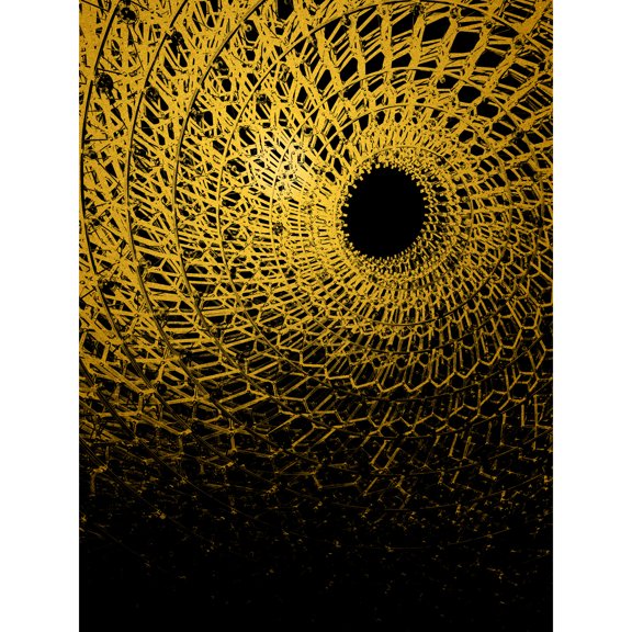 Gold Effect Yellow Black Chain Link Spiral Abstract Extra Large XL Wall Art Poster Print