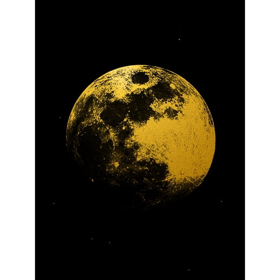 Gold Effect Yellow Black Moon Lunar Surface Space Extra Large XL Wall Art Poster Print