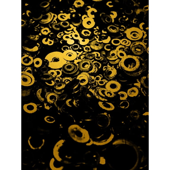 Gold Effect Yellow Black Washers Circles Abstract Extra Large XL Wall Art Poster Print