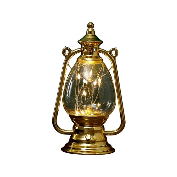 Gold Electronic Candle Ambient Light Christmas Small Oil Lamp With Flickering Flame Effect, Battery Powered And Safe Design For Holiday Decoration, Night Light And Table Decor