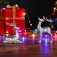 thumbnail image 1 of Gold Electroplated Resin Reindeer Figurines (Set of 2), Christmas Desktop Ornament Elk Statue, Festive Tabletop Accent Home Holiday Decor Gift White Gold, 1 of 10