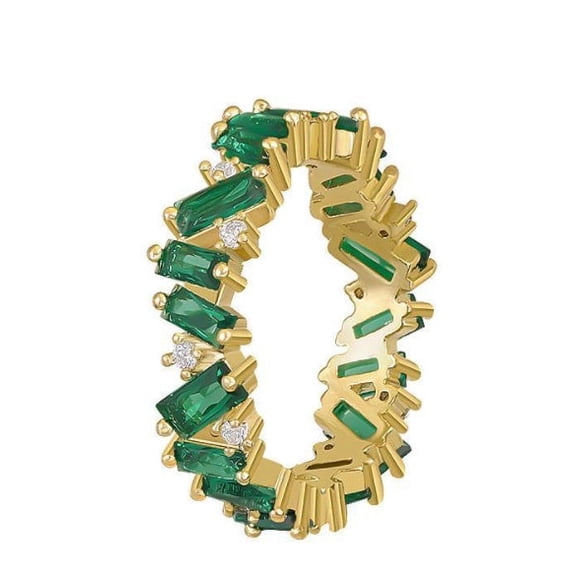 Gold Electroplated Zircon Ring With Man Made Diamond Crystal Copper Adjustable Korean Style Geometric LookGlow