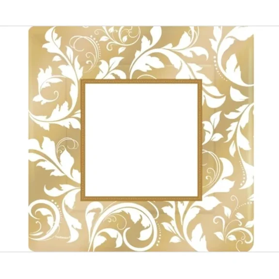 Gold Elegant Scroll Dinner Plates 10-1/4" Party Supply 8Ct