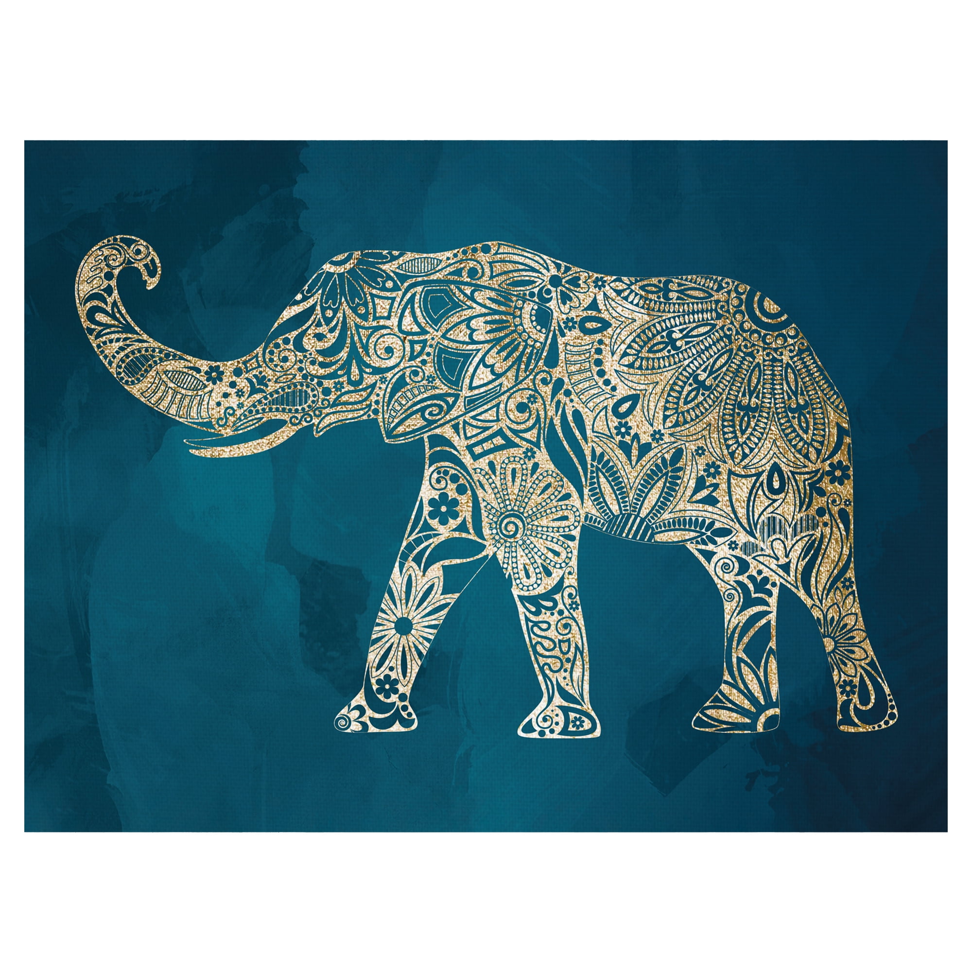 ◆BLUE ELEPHANT◆ HUMP khaki Gold Elephant on Blue by Willowbrook Art Print - Walmart.com