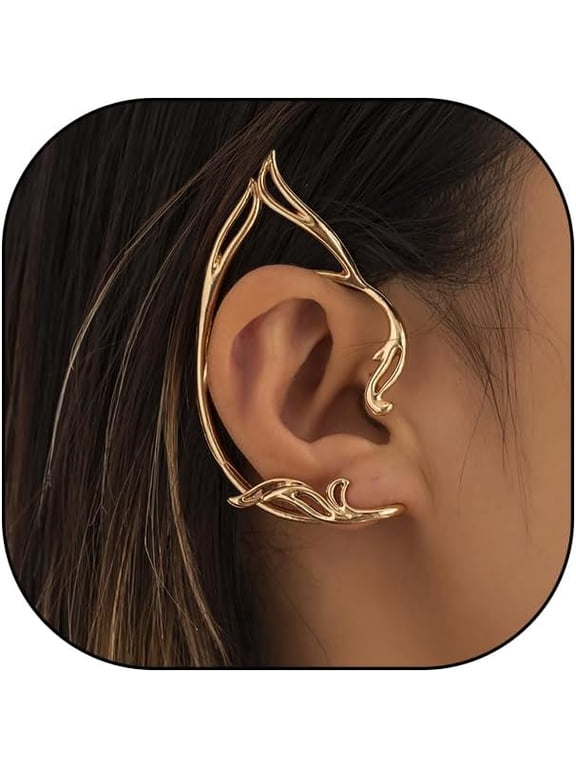 Gold Elf Ears Cuff Earrings for Women Delicate Unique Fairy Ear Non Piercing Earrings Sets Minimalist Earrings Halloween Party Revel Jewelry Gifts