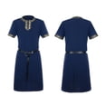 thumbnail image 1 of Gold Embroidery Collar Warrior Top, Short Sleeve Medieval Viking Tunic, Gold Embroidery Collar Renaissance Warrior Costume Top With Belt, Multi Color Larp Cosplay Shirt, Dark Blue XXL, 1 of 6